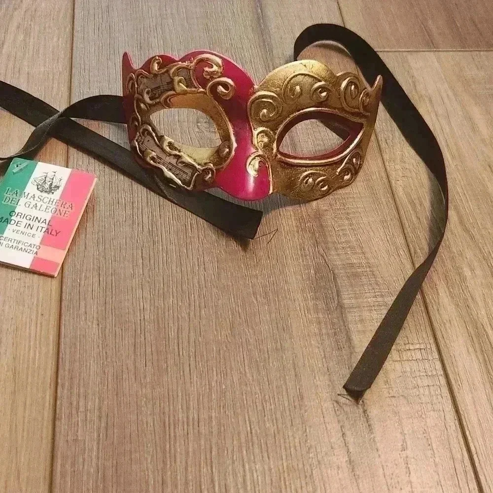 Venetian Red & Gold Masquerade Mask – Modeled Elegance New